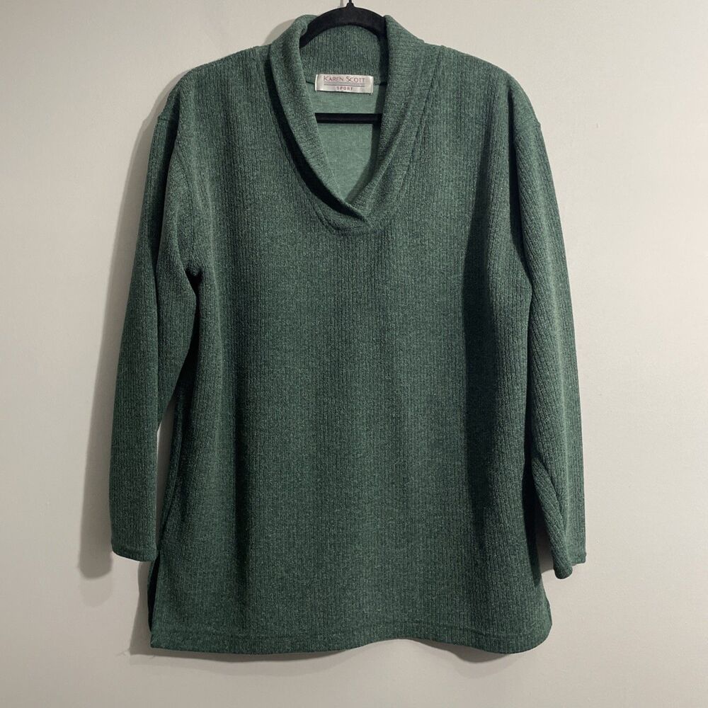 Karen Scott Women’s Classic Casual Green Pullover Sweater Soft Knit Size Small
